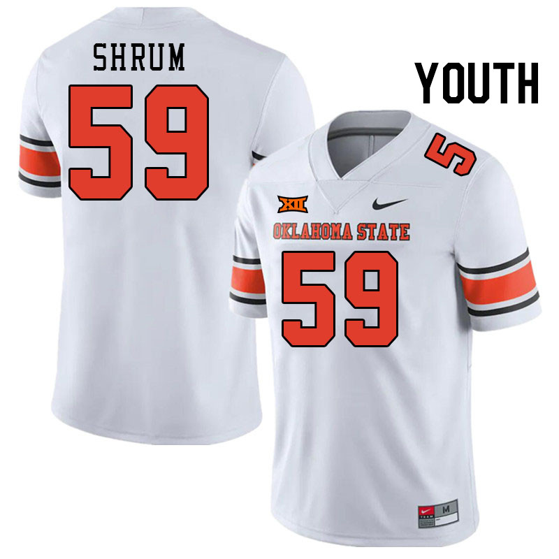 Youth #59 Kason Shrum Oklahoma State Cowboys College Football Jerseys Stitched-White - Click Image to Close